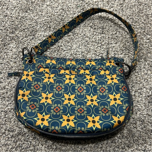 LUG Swivel Tiles Teal Expandable RFID Shoulder Bag Travel Quilted Colorful - Picture 3 of 5